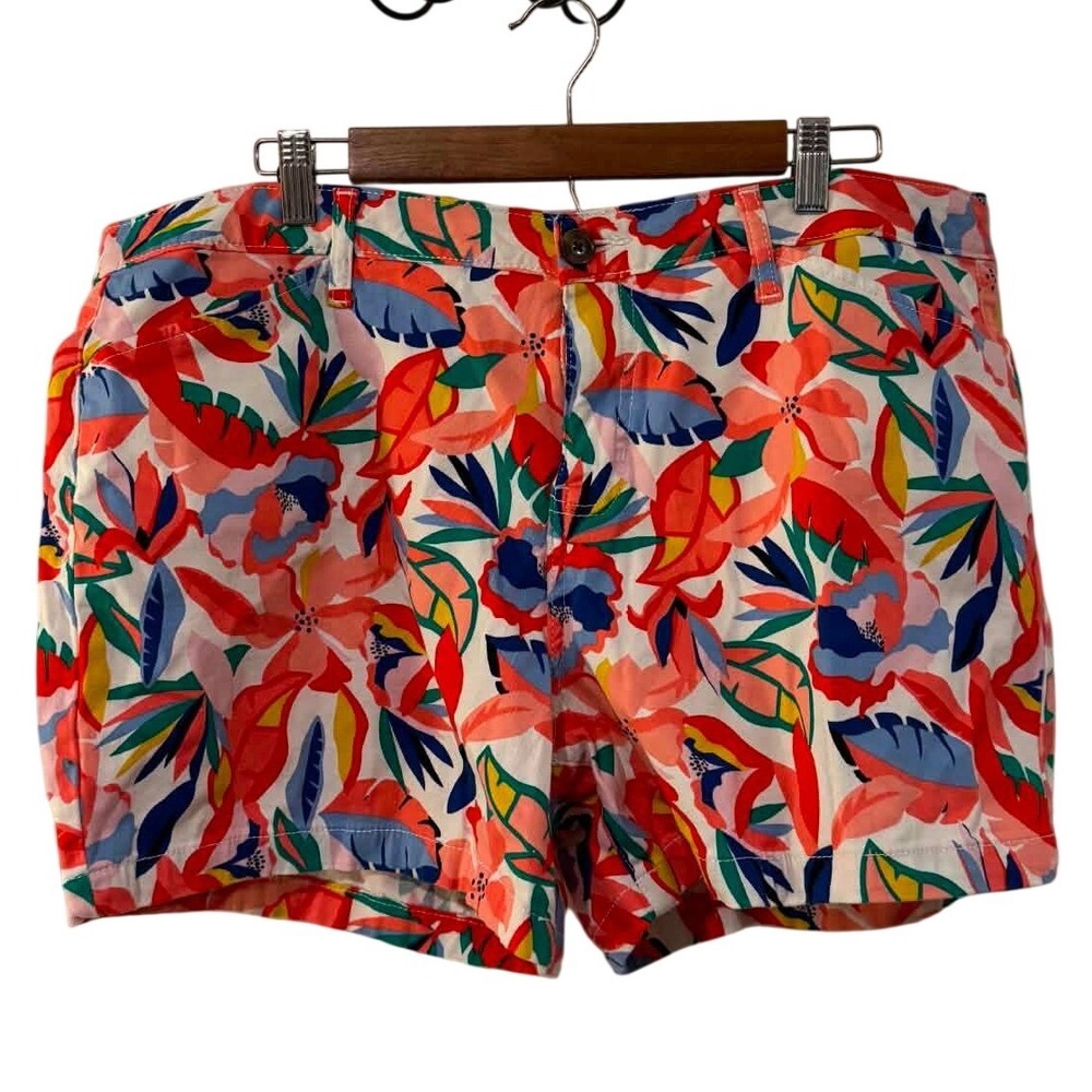 St. John's Bay Shorts Women 18 Petite Multi-Color Excellent Floral Tropical